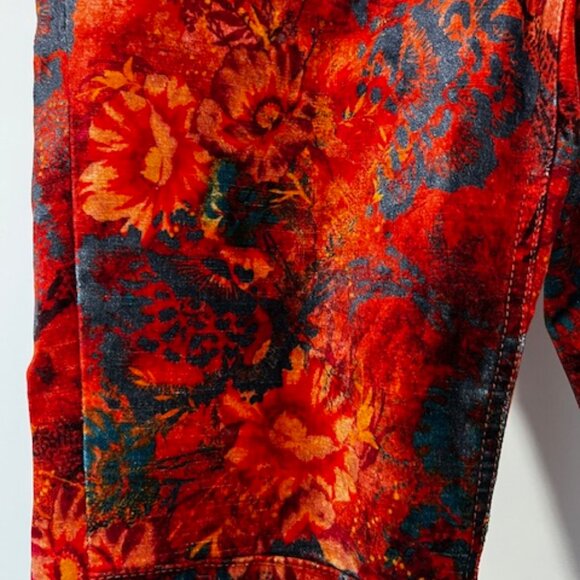 Free People Lennon Floral Velvet Skinny Pants, size 10, Red/Orange (NWT) - Picture 13 of 16